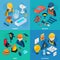 Technic Professions Isometric Icon Set