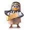 Technical Egyptian pharaoh penguin holds data on his usb thumb drive, 3d illustration