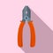 Technical electric pliers icon, flat style