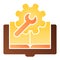 Technical literature flat icon. Book with cogwheel color icons in trendy flat style. Book and gear gradient style design