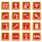 Technical mechanisms icons set red square vector