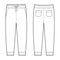 Technical sketch of casual pants with pockets. KIds trousers design template. CAD male sport pants