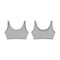 Technical sketch crop top in gray color. Sport bra isolated. Casual clothes for girls. Yoga underwear design template