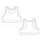 Technical sketch girl sports bra. Women`s sport underwear design template