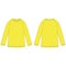 Technical sketch of yellow raglan sweatshirt. Jumper design template. Children`s casual wear. Front and back view