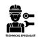 technical specialist icon, black vector sign with editable strokes, concept illustration