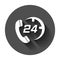 Technical support 24/7 vector icon in flat style. Phone clock he