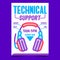 Technical Support Call Center Promo Poster Vector