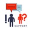 Technical support employee and customer asking question inquiry.