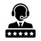 Technical support icon vector male customer support service person profile avatar with a headphone and a star rating for online