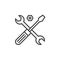 Technical support symbol. Tools line icon, outline vector sign,