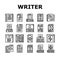 technical writer doc icons set vector