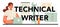 Technical writer typographic header. User manual tutorial writing.