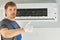 The technician has qualitatively repaired the air conditioner