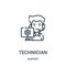 technician icon vector from support collection. Thin line technician outline icon vector illustration. Linear symbol for use on