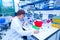 Technician in microbiology laboratory
