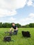 Technician Preparing Multirotor Helicopter