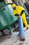 Technician in protective uniform, mask,gloves deal