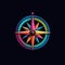 Technicolor Navigator A Compass Icon Featuring A Mix Of Bright Vibrant Colors. Generative AI