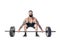 The technique of doing an exercise of deadlift with a barbell of a muscular strong tattooed bearded sports men on a