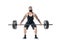 The technique of doing an exercise of deadlift with a barbell of a muscular strong tattooed bearded sports men on a