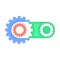 Techno Background with Gear Wheels Icon. Machinery Logo. Mechanism Cog Concept. Technologic Mechanical Cogwheel Tool.