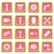 Techno mechanisms kit icons pink