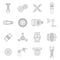 Techno mechanisms kit icons set, outline style