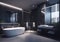 Techno style interior of bathroom in luxury house