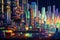 Techno Utopian Cityscape. Generative AI.