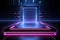 Technological allure Metallic podium bathed in neon lights for product promotion