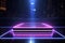 Technological allure Metallic podium bathed in neon lights for product promotion