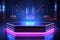 Technological allure Metallic podium bathed in neon lights for product promotion