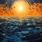 Technological Art: Vibrant Sunset Painting With Ripples In Water