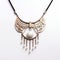 Technological Design Necklace With Brass Pendant And Pearls