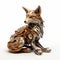 Technological Fusion: Intricate Metal Fox 3d Model With Rococo Whimsy