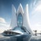 Technological marvel, a stunning 3d render of a futuristic structure