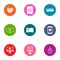 Technological progressiveness icons set, flat style