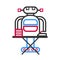 Technological robot housewife making ironing vector illustration in flat style