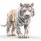 Technological Symmetry: 3d Model Of Majestic White Tiger On White Background