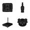 Technology, alcohol and or web icon in black style. animal, prison icons in set collection.