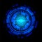 Technology blue line circle circuit cyber futuristic system energy power in black design modern creative vector