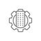 Technology city, building with gear wheel, town engineering department line icon