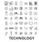 Technology, computer, it, innovation, science, information, cloud network line icons. Editable strokes. Flat design