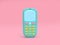 technology concept green mobile phone cartoon style minimal pink background 3d render