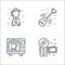 technology devices line icons. linear set. quality vector line set such as camcorder, microwave oven, guitar