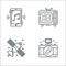 technology devices line icons. linear set. quality vector line set such as camera, satellite dish, television