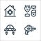 Technology of the future line icons. linear set. quality vector line set such as blaster, flying car, contact