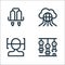 technology of the future line icons. linear set. quality vector line set such as robotic arm, face scan, internet of things
