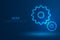 Technology gear icon with blue background, vectorTechnology gear icon with blue background, A gearing composed of polygons, vector